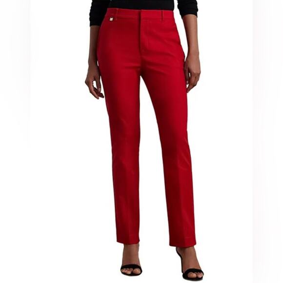 Lauren Ralph Lauren RARE Double-Faced Stretch Cotton Red Pants Women’s Size 6 - Picture 1 of 10